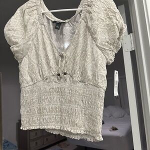 BCX Cream Textured Blouse